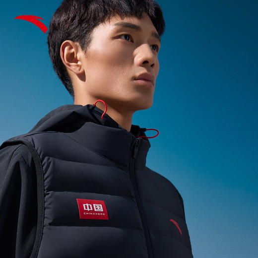 安踏中国队羽绒马甲男士2024冬季保暖鸭绒运动休闲背心152447925 商品图4
