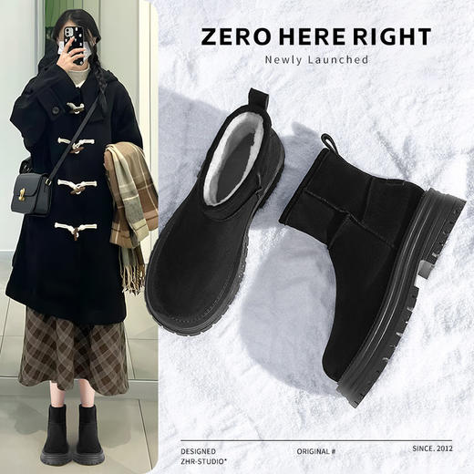 ZHR则则厚底加绒雪地靴女鞋ins百搭棉鞋2024冬季新款保暖防寒靴女 商品图1