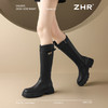 ZHR则则圆头厚底长筒靴2024新款加绒复古气质长靴显瘦骑士靴女靴 商品缩略图7