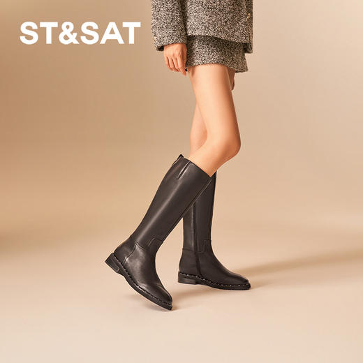 【绒里可选】星期六经典百搭铆钉沿边长筒加绒显瘦骑士靴SSC4117370/SSC4119370 商品图4