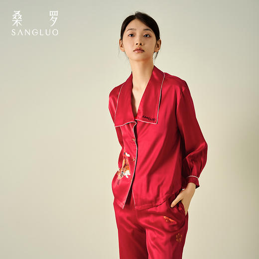 桑罗新年红睡衣套装新中式家居服好运送礼 商品图2