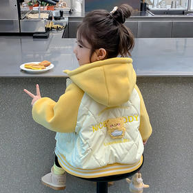 【冬季女宝宝夹棉上衣！时髦又保暖】女童外套秋冬新款 网红炸街儿童冬装 冬季女宝宝夹棉上衣外套-QQ