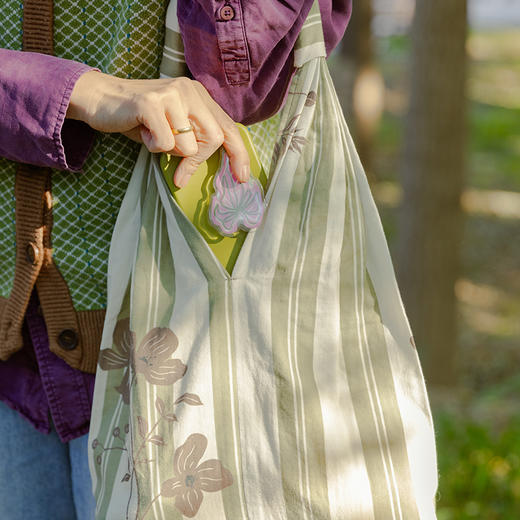 复古条纹包单肩女士挎包手提包小拎包购物包手提袋购物袋布袋大容量 商品图1