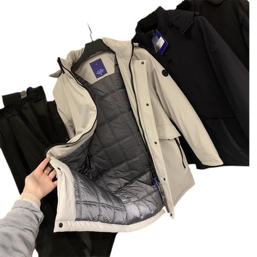 欧单小众!内置温度计!2024秋冬户外加厚保暖工装中长连帽派克棉服棉衣！ 商品图4