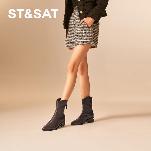 星期六时髦英伦风镂空粗跟时装短靴SSC41161TE 商品图5