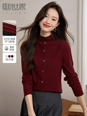 【年终特卖】熙世界安可拉红德绒半高领打底衫女2025秋冬新款内搭保暖t恤上衣