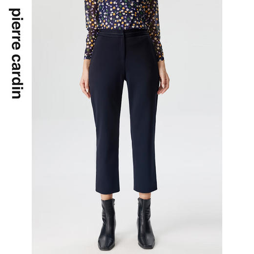 皮尔卡丹女装休闲裤职业工装裤秋冬直筒藏蓝色西裤P3365T3972N0
 商品图0