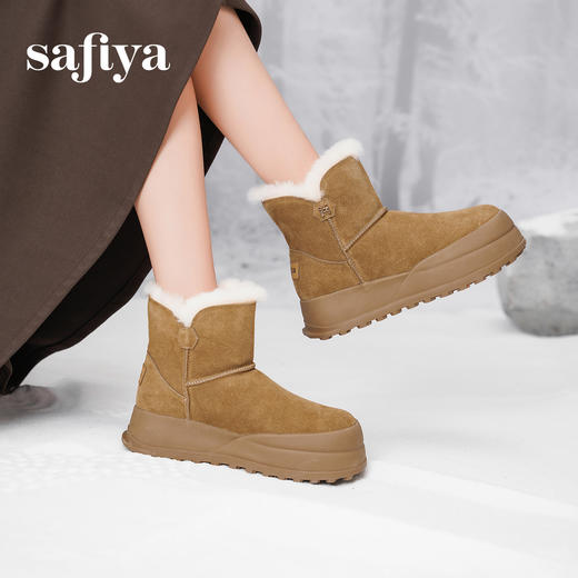 预售10天发|Safiya/索菲娅2024冬季时尚圆头百搭防寒厚底休闲加绒保暖雪地靴 SF4411A210 商品图1