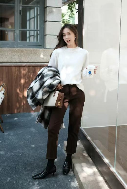 升级加绒土耳其四面弹烟管小直筒高腰牛仔裤 商品图3