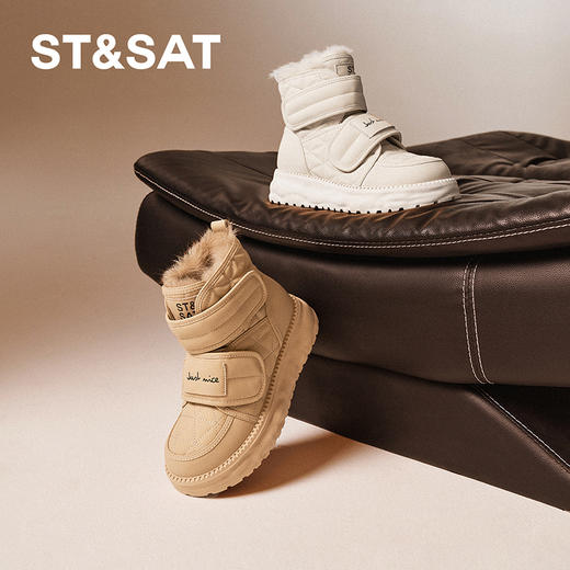 星期六时尚魔术贴保暖厚绒雪地靴SSC411A1CQ 商品图1