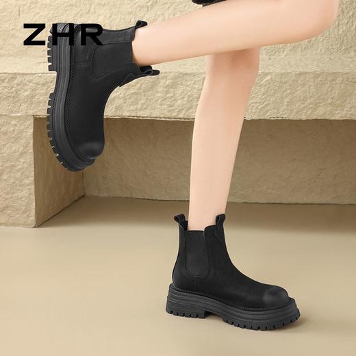 ZHR则则时尚气质厚底增高加绒短靴靴子2024冬季新款英伦百搭女鞋 商品图5