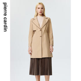 皮尔卡丹女装风衣春秋新款驼色通勤防风保暖外套上衣P3364G3980M0
