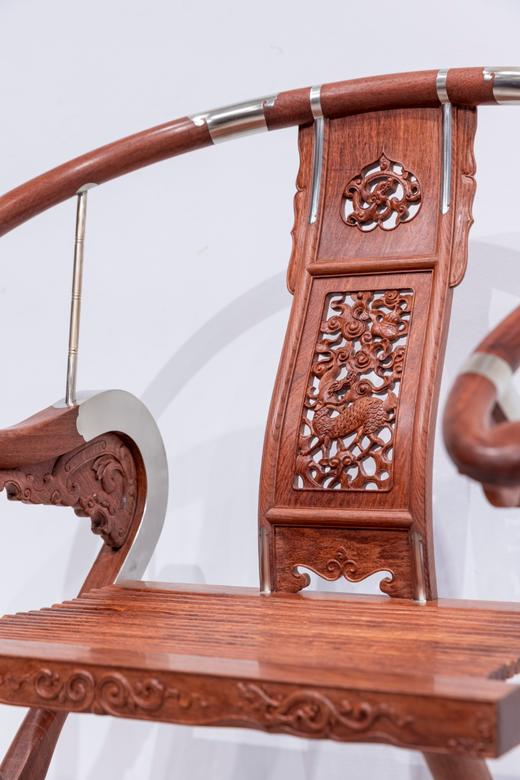 红桥红  家具严选  缅甸花梨(大果紫檀）  【木面 王款 双面透雕麒麟纹交椅】 商品图4