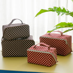 波点化妆包女便携式大容量手提包小拎包收纳包轻奢高级感新款