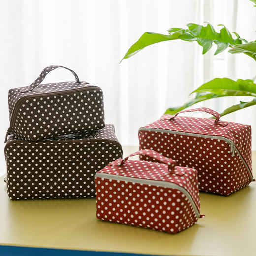 波点化妆包女便携式大容量手提包小拎包收纳包轻奢高级感新款 商品图0