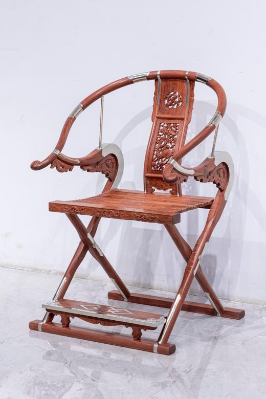 红桥红  家具严选  缅甸花梨(大果紫檀）  【木面 王款 双面透雕麒麟纹交椅】 商品图1