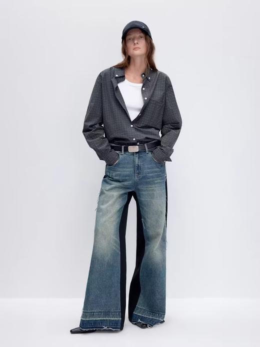 出逃赤岗西/24AWC25/复古经典格纹全棉宽松长袖衬衫 商品图1