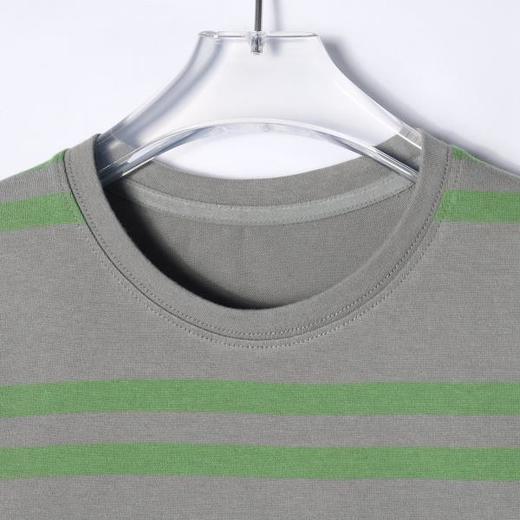 T1801新款美式撞色条纹长袖圆领T恤慵懒风百搭宽松时尚休闲打底衫 商品图2