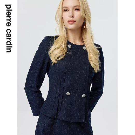 皮尔卡丹女装连衣裙藏蓝色小女人时尚羊毛假两件裙子P3404E3846L5
 商品图4