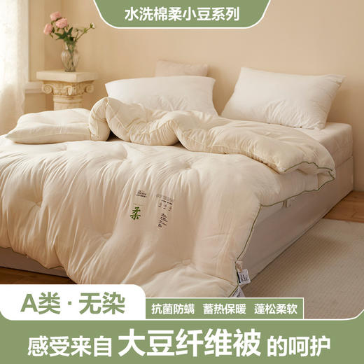 【水洗柔小豆被芯】柔柔大豆被芯纯色柔软被子简约保暖大豆被a类无染 商品图3