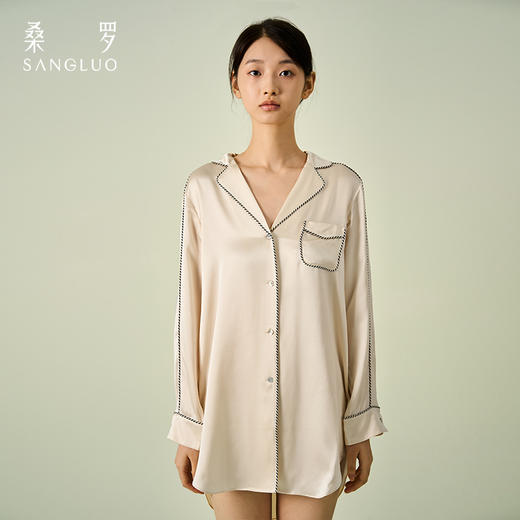 简约BF风衬衫SANGLUO桑罗时髦外穿桑蚕丝睡裙女 商品图1