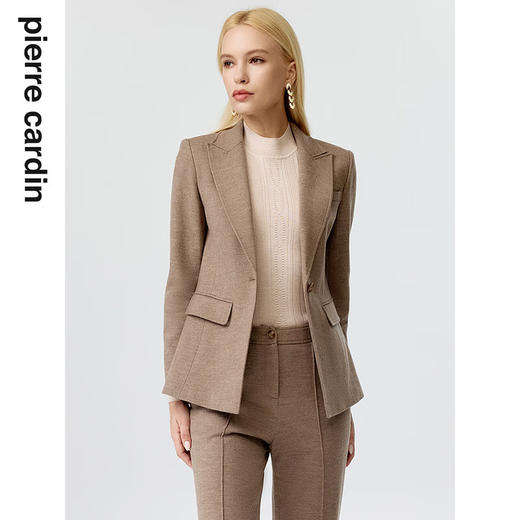 皮尔卡丹女装西装秋冬咖色高级感羊毛修身西服外套P3355U3954K1
 商品图4