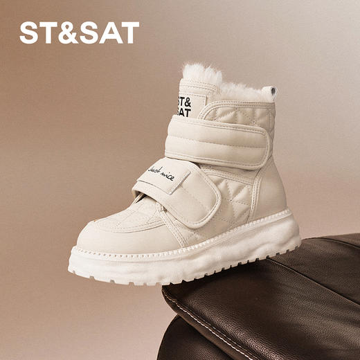 星期六时尚魔术贴保暖厚绒雪地靴SSC411A1CQ 商品图0