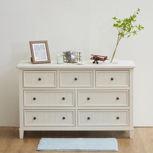 【家具】矮柜 N波士顿125 水洗白 商品图0