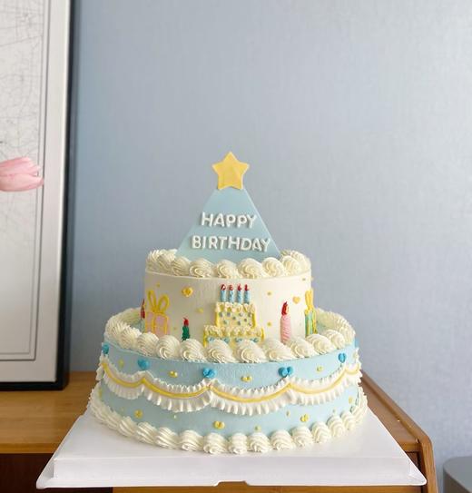 【臻品系列】---【双层翻糖可爱风蓝色帽子】 商品图0