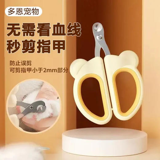 黄色小熊猫咪指甲剪不锈钢固定圆孔宠物指甲刀新手盲剪防出血/个 商品图0