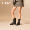 星期六复古金属扣方头粗跟中筒靴SSC4116396 商品缩略图5