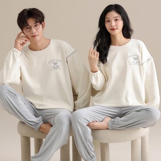 情侣磨毛暖暖睡衣 圆领套头保暖家居服套装（4-1117） 商品图1