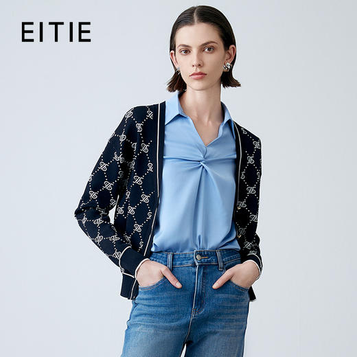 EITIE爱特爱春季新款时尚通勤气质百搭针织开衫7701405 商品图0