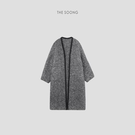 THESOONG意大利进口烟灰纱"骆马絨点纱绞花肌理绒感茧形大衣HWDY6107 商品图0