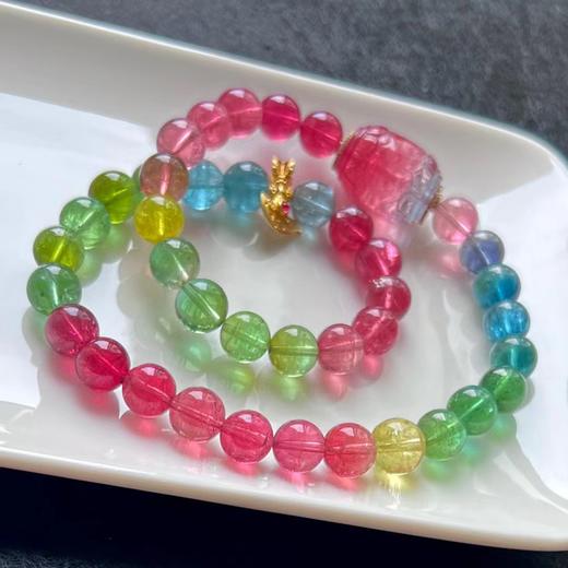 8mm-9mm多圈西瓜鼓弹碧玺手串 商品图4