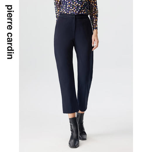皮尔卡丹女装休闲裤职业工装裤秋冬直筒藏蓝色西裤P3365T3972N0
 商品图4