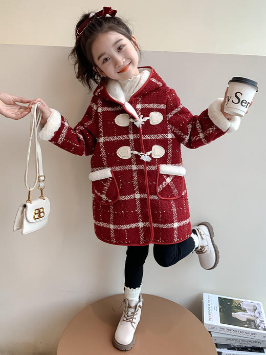 【新款加绒外套 暖和又洋气】女童加绒外套秋冬新款 洋气女孩时髦冬装 宝宝加厚冬季呢子大衣-QQ 商品图2