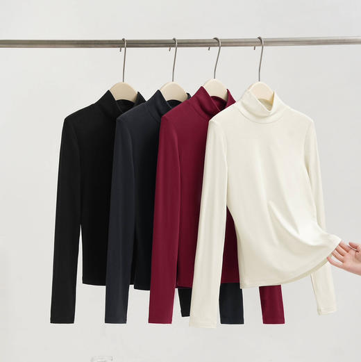 德绒女款6.0版软糯亲肤保暖高弹半高领长袖打底衫 商品图0
