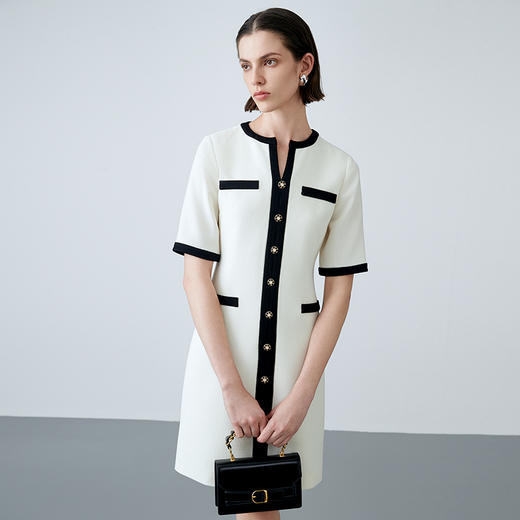 EITIE爱特爱春季新款气质大方时尚百搭撞色显瘦连衣裙7707410 商品图1