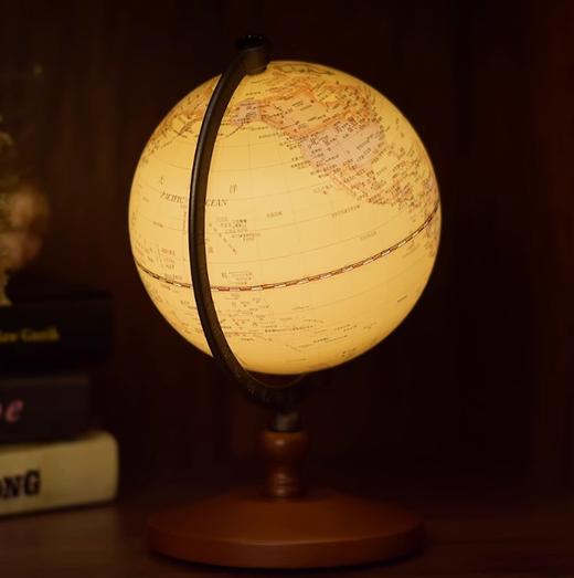 12英寸仿古款充电式触控灯全圆尺木底座地球仪 商品图1