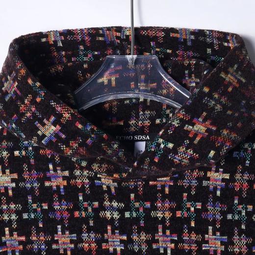 WY762秋冬季新款重磅拼图碎片复古连帽编织套头潮流休闲时尚卫衣 商品图2