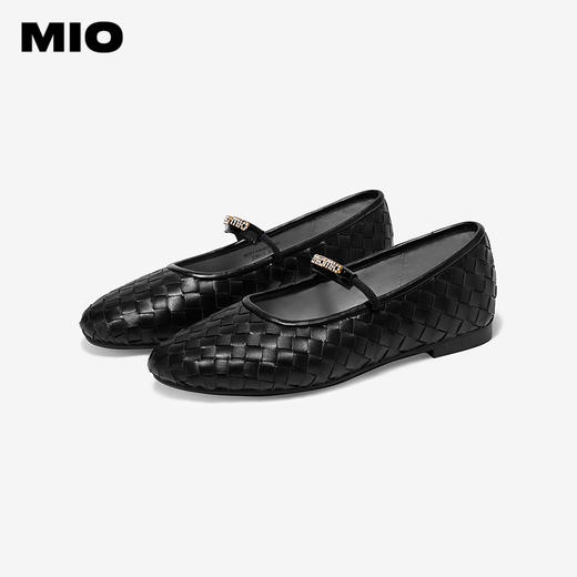MIO米奥优雅简约玛丽珍鞋羊皮编织松紧带舒适平跟鞋M251440820 商品图2