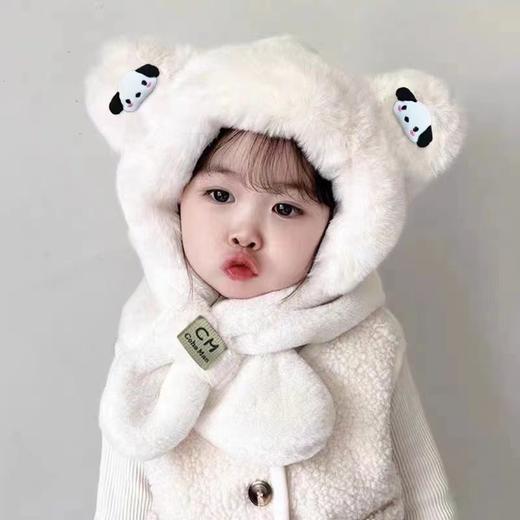 新款冬季小熊帽子围巾一体加绒保暖儿童防风护耳帽男女童毛绒加厚💕 商品图10