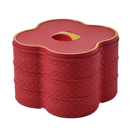 【婚礼果盘】结婚喜糖盘 分格多层 客厅新年新居干果盒 乔迁中国红水果盘  商品图3