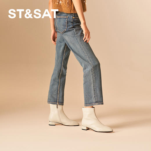 星期六摩登时尚尖头粗跟短靴SSC4116P0H 商品图3