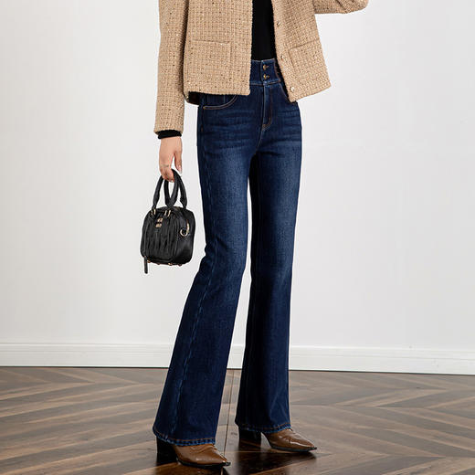 【高货rg】全新升级【铂金会员192/天猫259/差价67】(35254) 洛诗琳2024冬季复合绒高腰弹力显瘦直筒微喇加绒牛仔裤 商品图2