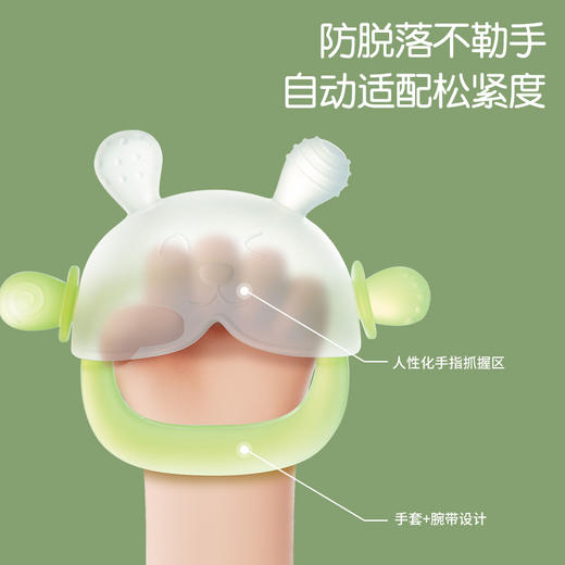【兔子套手牙胶，安抚小情绪，呵护宝宝】兔子牙胶婴儿磨牙棒 防吃手 四六个月宝宝玩具 可水煮硅胶 小蘑菇咬胶-QQ 商品图1