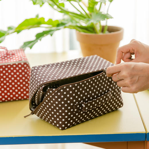 波点化妆包女便携式大容量手提包小拎包收纳包轻奢高级感新款 商品图2