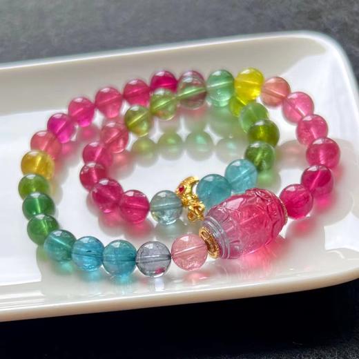 8mm-9mm多圈西瓜鼓弹碧玺手串 商品图2
