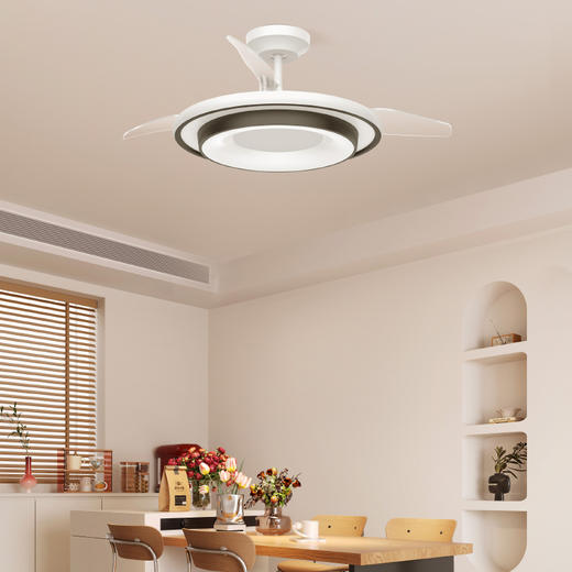 欧普（OPPLE）追风餐厅风扇灯现代简约线面卧室隐形吊扇灯 商品图4